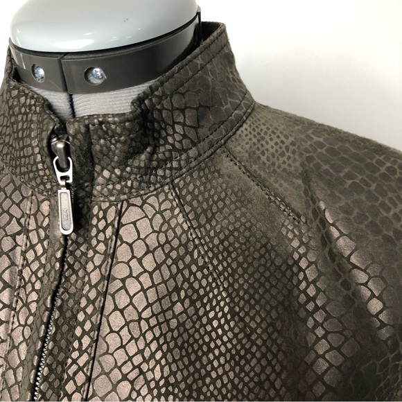 SOLD Sleek Moto Genuine Leather & Suede Python Jacket - Picture 10 of 11